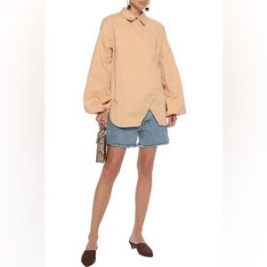 GANNI NWT Hewson Cotton-blend Twill Wrap Top